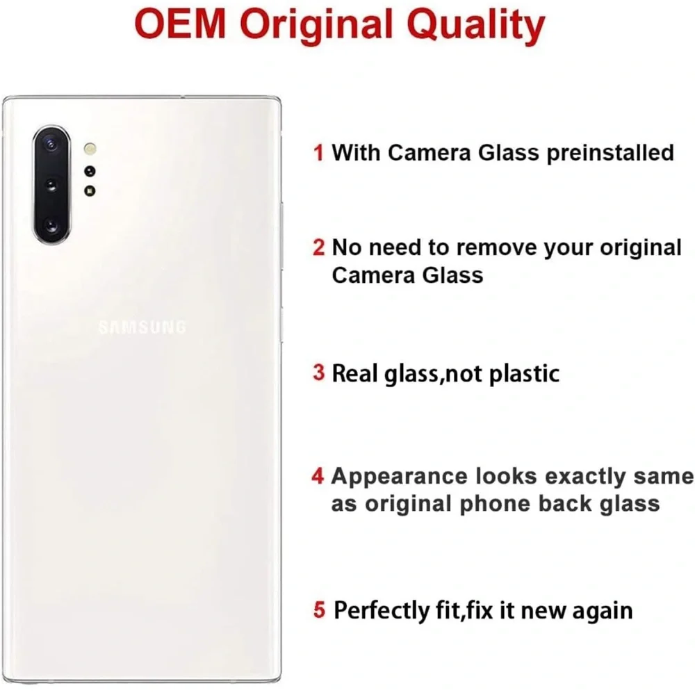 Perzework OEM rearback glass replacement for Samsung galaxy note 10+plus 6.8 in